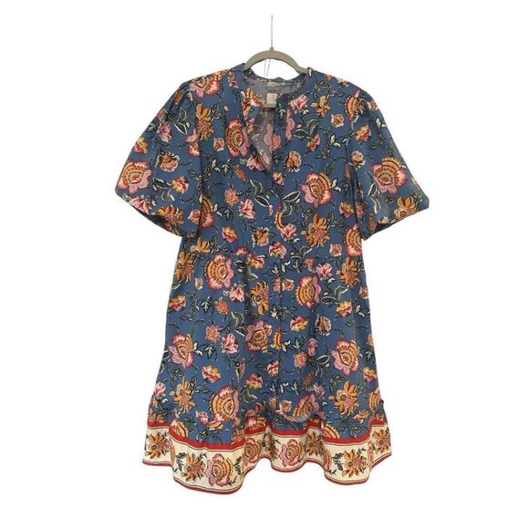JOIE Women's Floral Puff Sleeve Button Front Mini Shirt Dress Multicolor Size 12 - Picture 2 of 6
